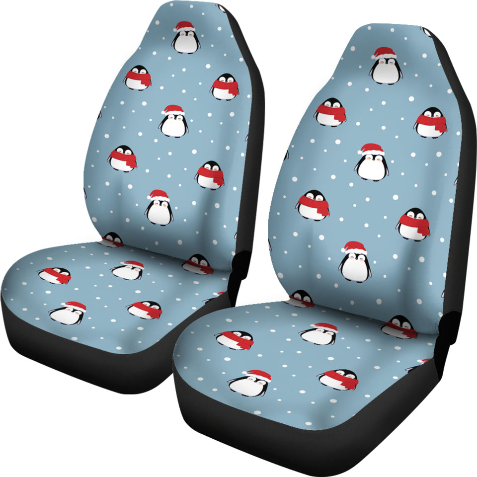 Cute Penguin Christmas Snow Pattern  Universal Fit Car Seat Covers