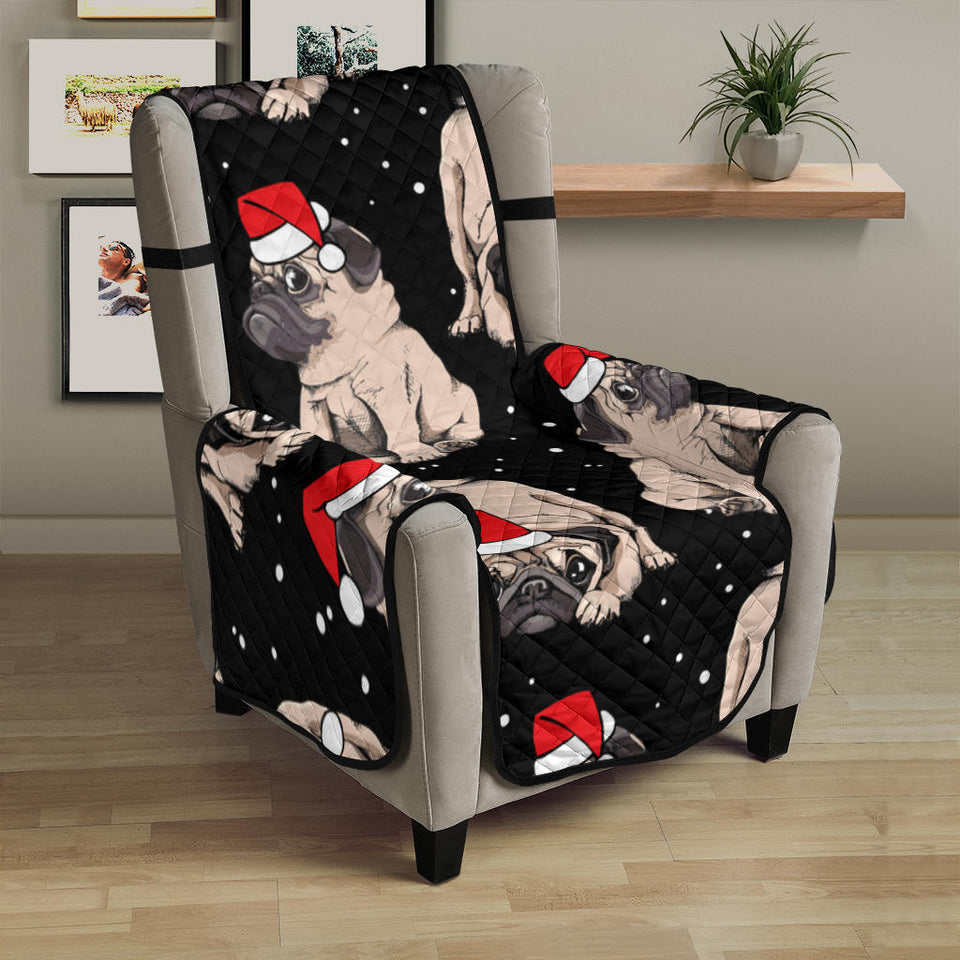 Christmas Pugs Santa_s red cap pattern Chair Cover Protector