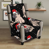 Christmas Pugs Santa_s red cap pattern Chair Cover Protector