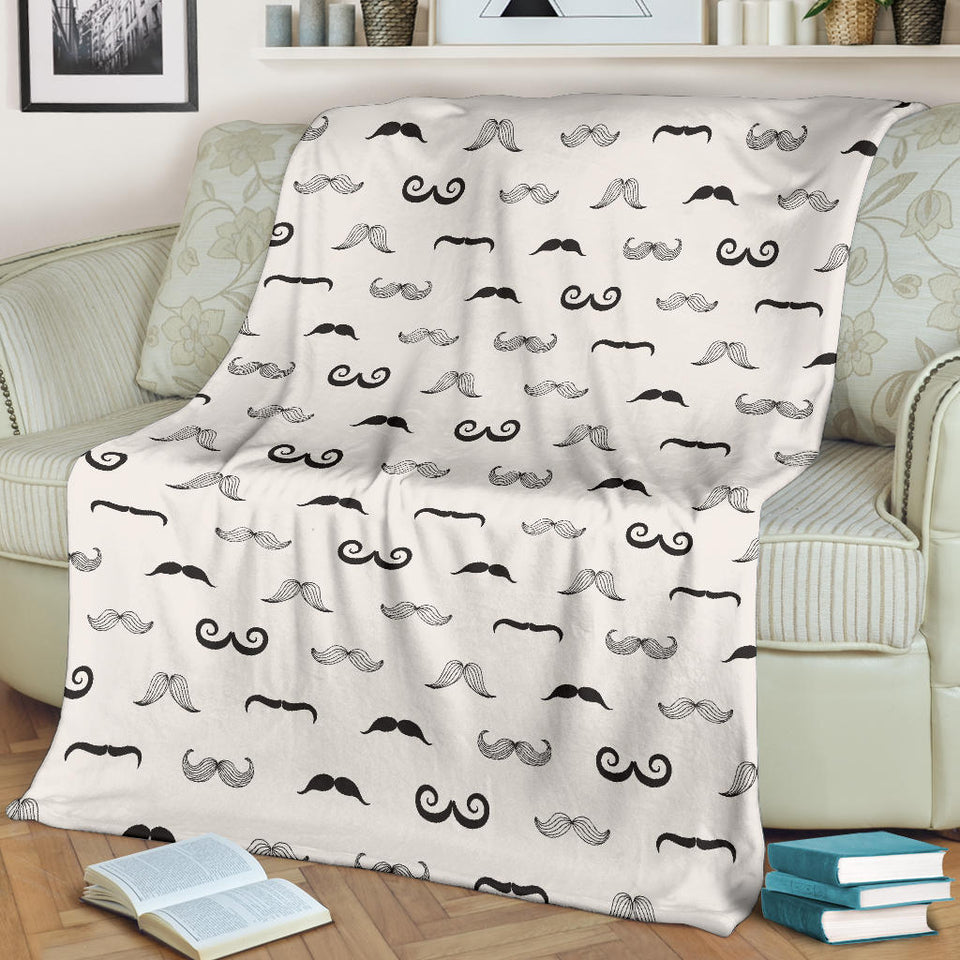 Mustache Beard Pattern Print Design 05 Premium Blanket