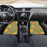 Orange Fruit Pattern Green Background Front And Back Car Mats