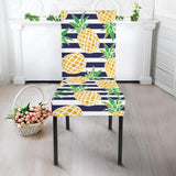 Pineapples Pattern Striped Background Dining Chair Slipcover