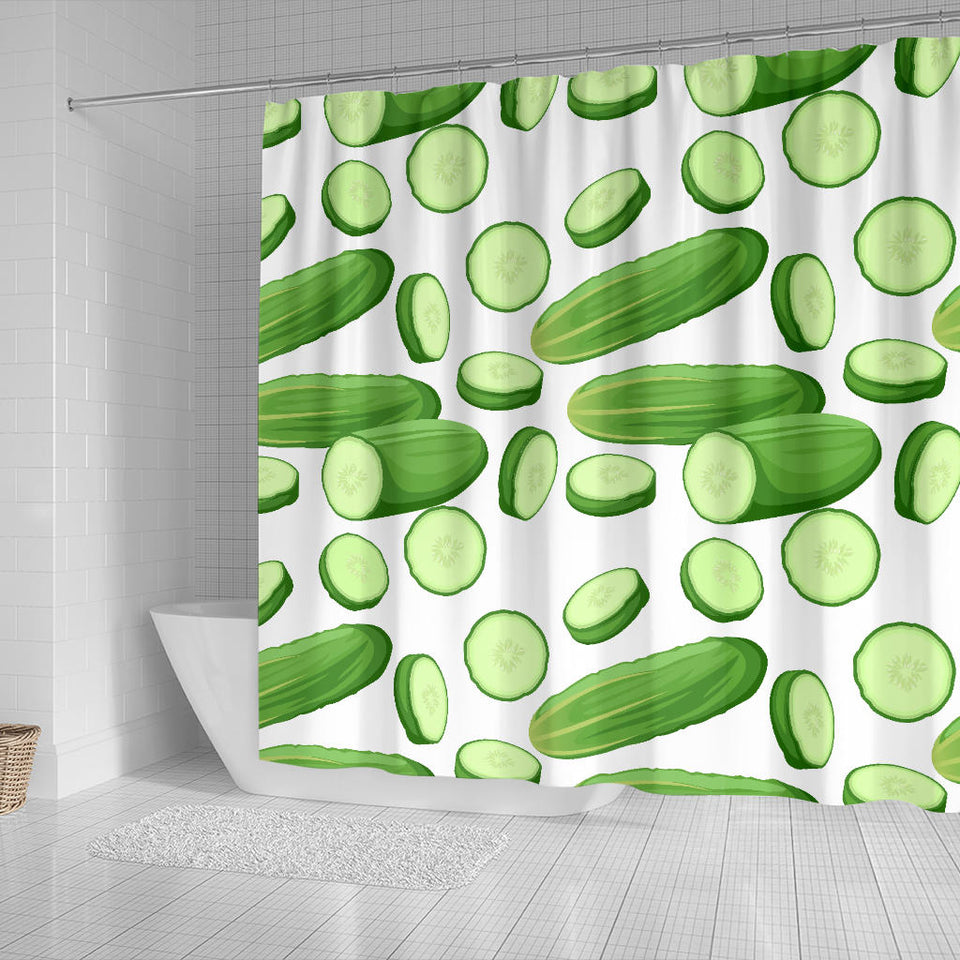 Cucumber Whole Slices Pattern Shower Curtain Fulfilled In US