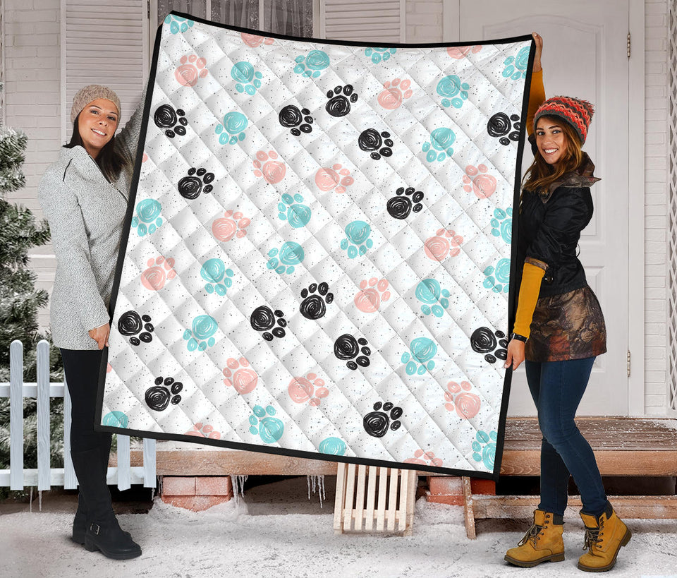 Dog Paws Pattern Print Design 04 Premium Quilt