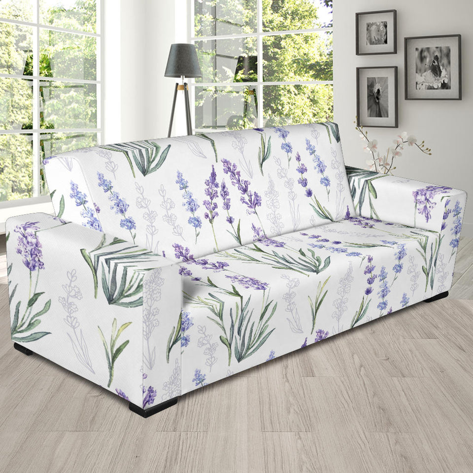 Hand Painting Watercolor Lavender Sofa Slipcover