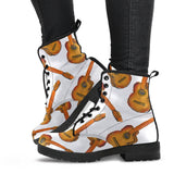 Paint Guitar Pattern Leather Boots