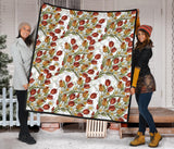 Red Tulips And Daffodils Pattern Premium Quilt