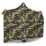 Dark Green Camo Camouflage Pattern Hooded Blanket