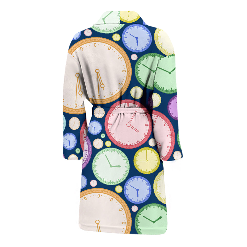 Colorful Clock Background Men'S Bathrobe