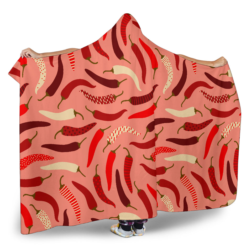 Beautiful Chili Peppers Pattern Hooded Blanket