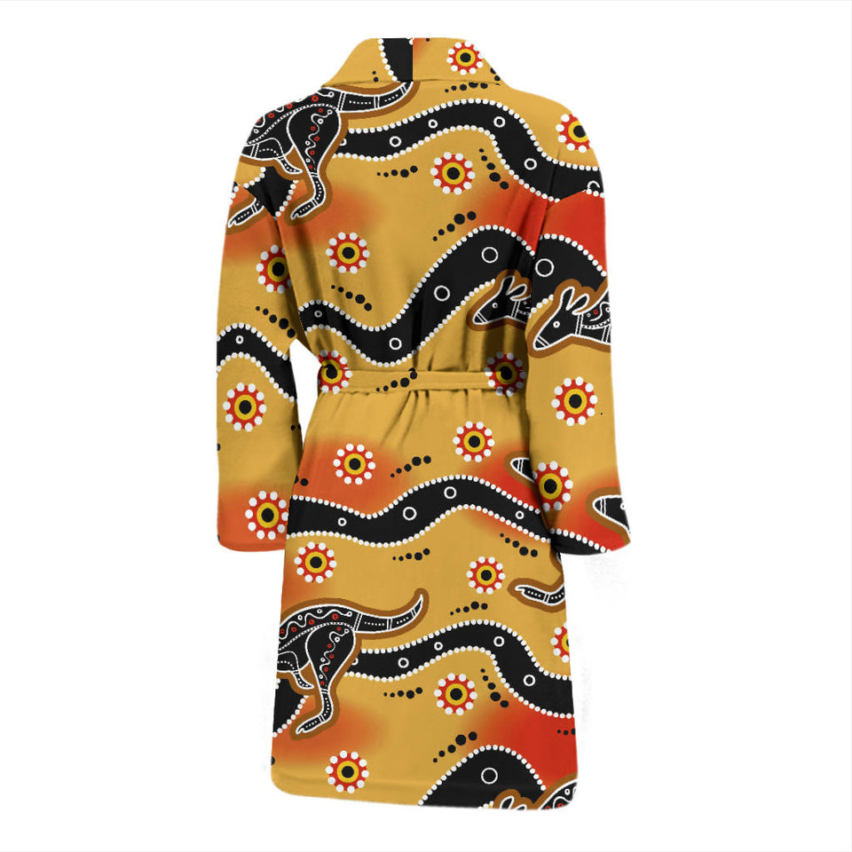 Kangaroo Australian Aboriginal Art Pattern Men'S Bathrobe