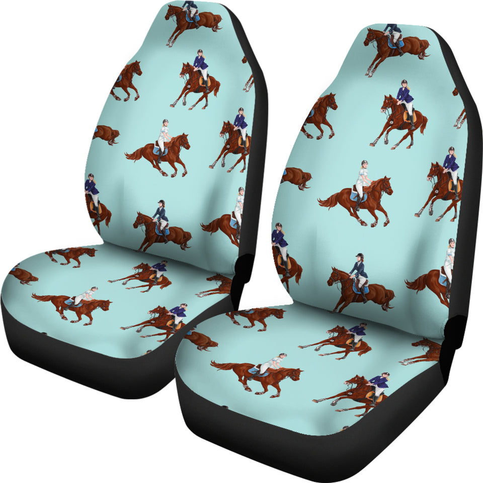Horses Running Horses Rider Pattern Universal Fit Car Seat Covers