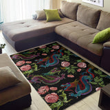 Dragons Flower Pattern Area Rug