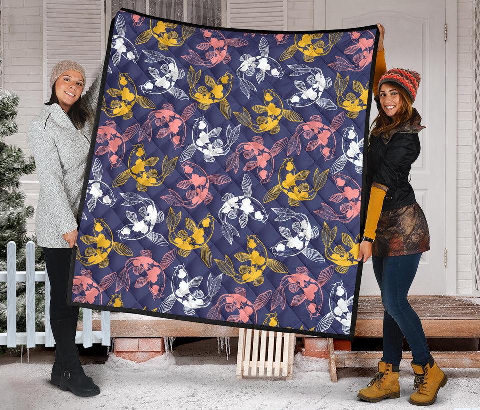 Koi Fish Carp Fish Pattern Premium Quilt