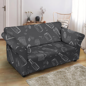Beer Hand Drawn Pattern Loveseat Couch Slipcover