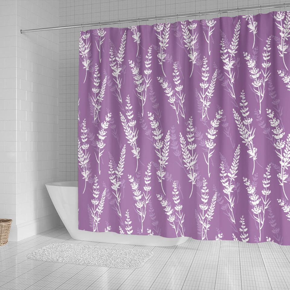 Lavender Flowers Purple Pattern Shower Curtain Fulfilled In US