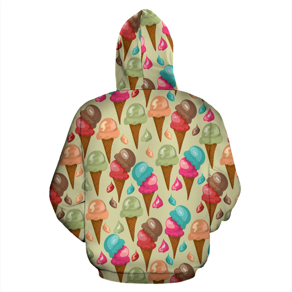 Colorful Ice Cream Pattern Zip Up Hoodie