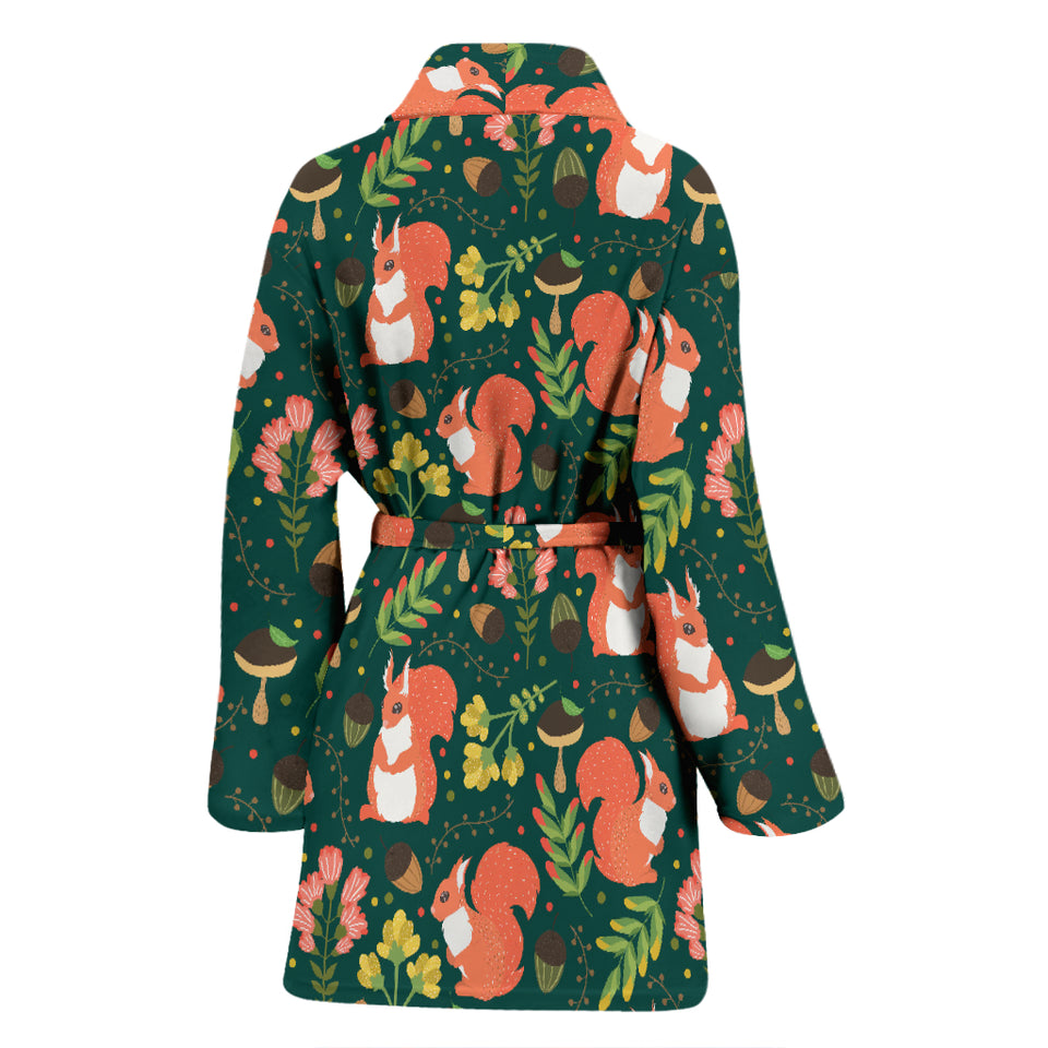 Squirrel Pattern Print Design 03 Women's Bathrobe