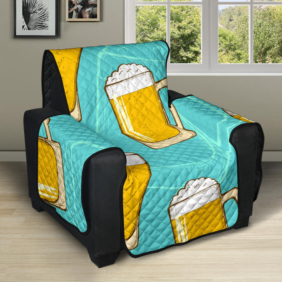 Beer pattern green background Recliner Cover Protector
