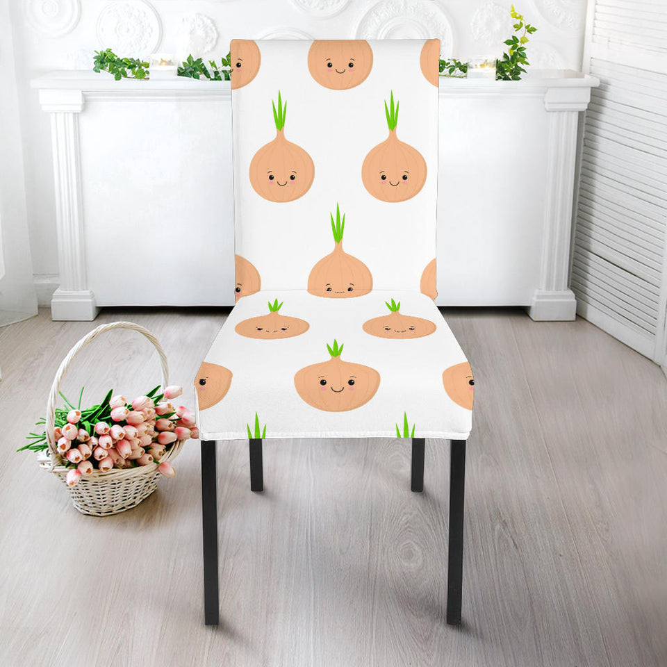 Cute Onions Smiling Faces Dining Chair Slipcover