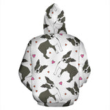 Boston Terrier Dog Hearts Vector Pattern Men Women Pullover Hoodie