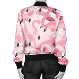 Pink Flamingos Pattern Background Women'S Bomber Jacket
