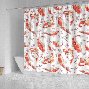 Watercolor Koi Fish Carp Fish Pattern Shower Curtain Fulfilled In US
