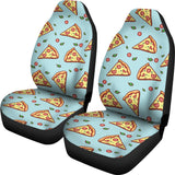 Hand Drawn Pizza Blue Background  Universal Fit Car Seat Covers