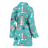 Christmas Cute Siberian Husky Puppie Pattern Women'S Bathrobe