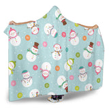 Cute Snowman Snowflake Pattern Hooded Blanket