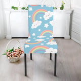 Cute Rainbow Clound Star Pattern Blue Background Dining Chair Slipcover