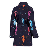 Watercolor Colorful Seahorse Pattern Women'S Bathrobe