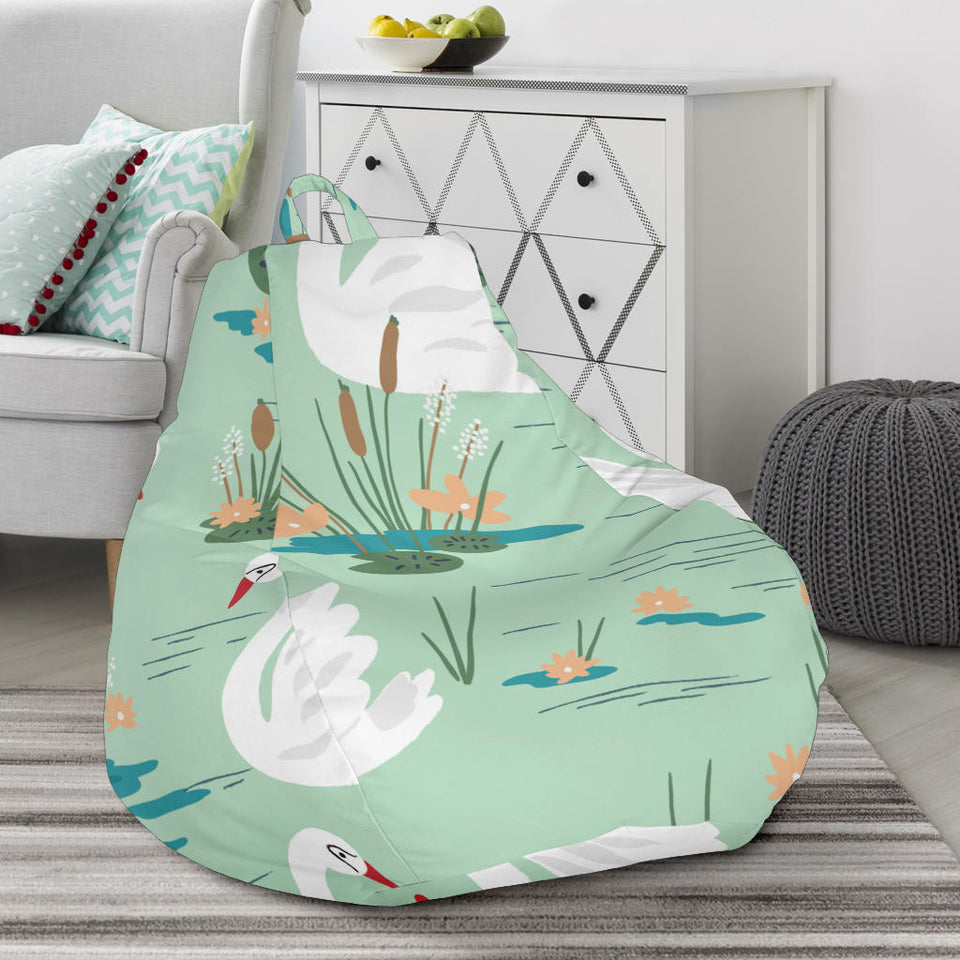 White Swan Lake Pattern Bean Bag Cover