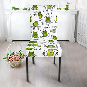 Sketch Funny Frog Pattern Dining Chair Slipcover