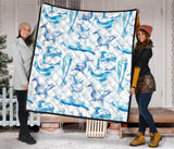 Watercolor Dolphin Pattern Premium Quilt