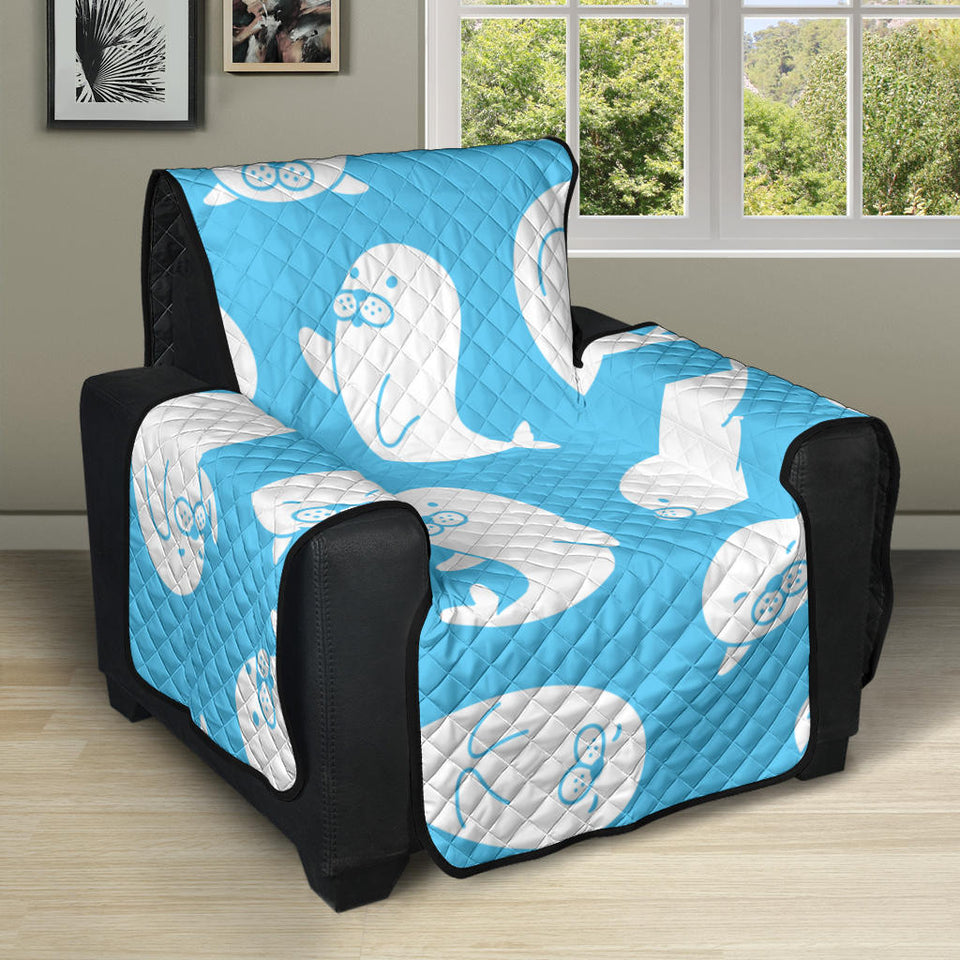 Cute white sea lion seals pattern Recliner Cover Protector