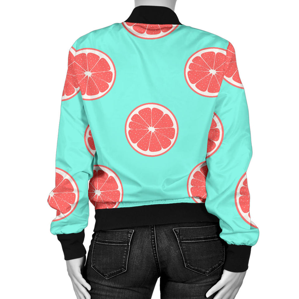 Grapefruit Green Background Women'S Bomber Jacket