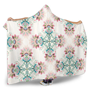 Square Floral Indian Flower Pattern Hooded Blanket