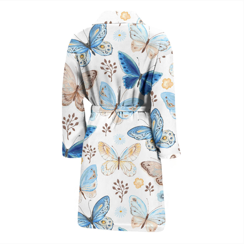 Blue Butterfly Pattern Men'S Bathrobe