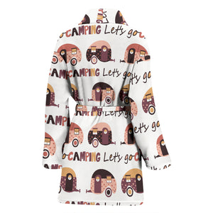 Camper Van Pattern Print Design 01 Women's Bathrobe