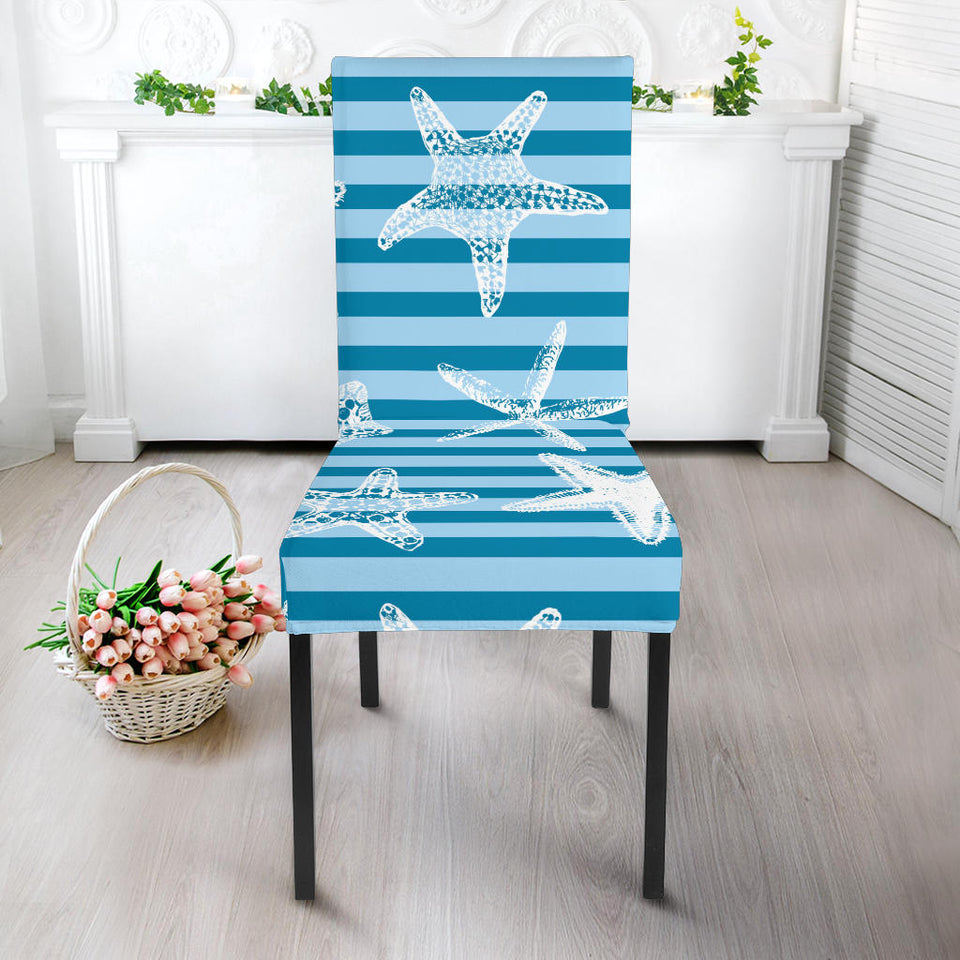 Starfish Blue Blackground Dining Chair Slipcover