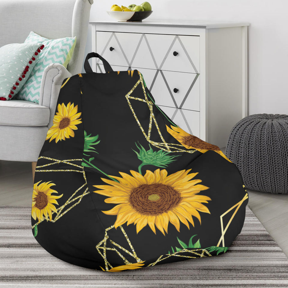Sunflower Golden Polygonal Shapes Bean Bag Cover