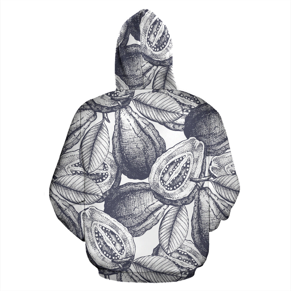 Guava Tropical Hand Drawn Pattern Zip Up Hoodie