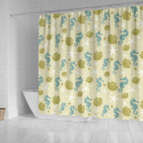 Seahorse Shell Starfish Pattern Background Shower Curtain Fulfilled In US