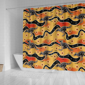 Kangaroo Australian Aboriginal Art Pattern Shower Curtain Fulfilled In US