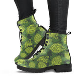 Hop Pattern Hop Cone Background Leather Boots