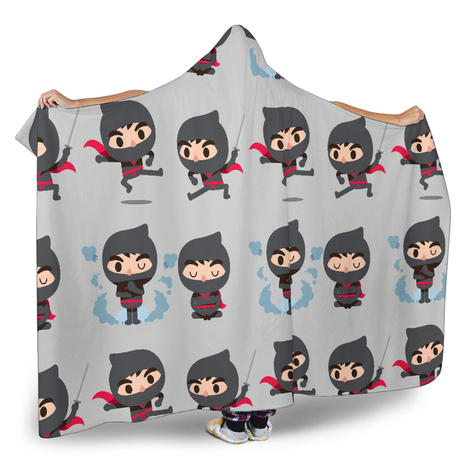 Cute Ninja Pattern Hooded Blanket