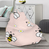 Cute Bee Flower Pattern Pink Background Bean Bag Cover