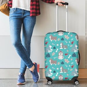 Christmas Cute Siberian Husky Puppie Pattern Cabin Suitcases Luggages