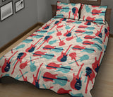 Red Blue guitar pattern Quilt Bed Set